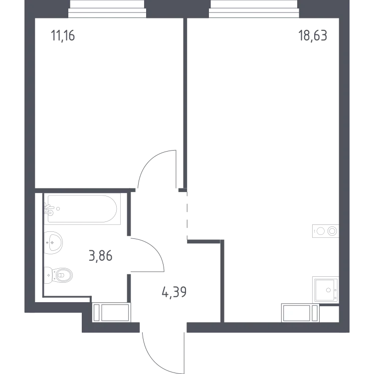 Продается 1-комнатная квартира, 38 м² - Фото 2