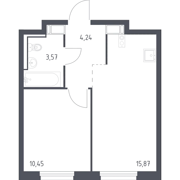 Продается 1-комнатная квартира, 34,1 м² - Фото 2