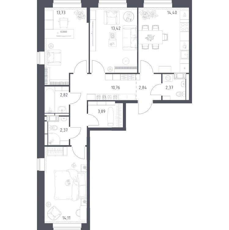 Продается 3-комнатная квартира, 80,7 м² - Фото 2