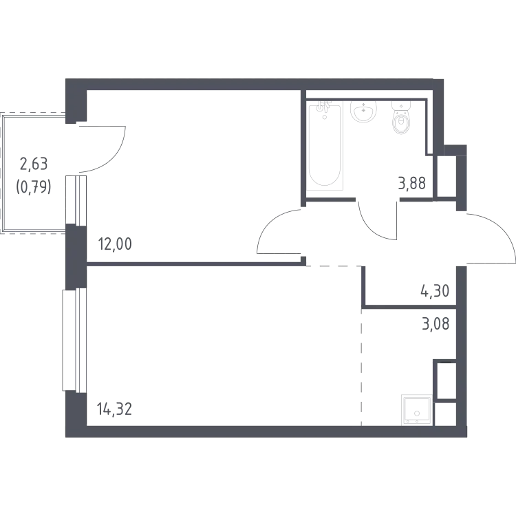Продается 1-комнатная квартира, 38,4 м² - Фото 2