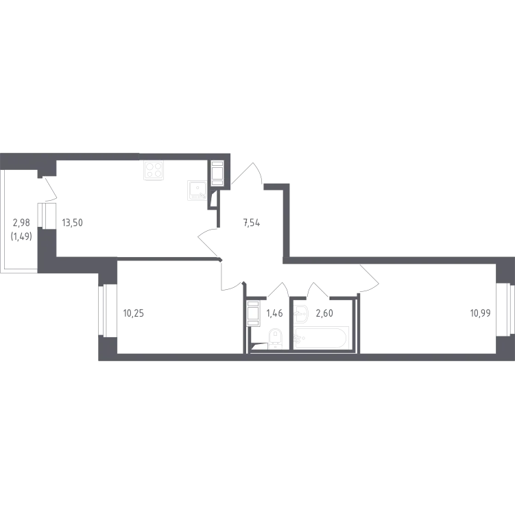 Продается 2-комнатная квартира, 47,4 м² - Фото 2