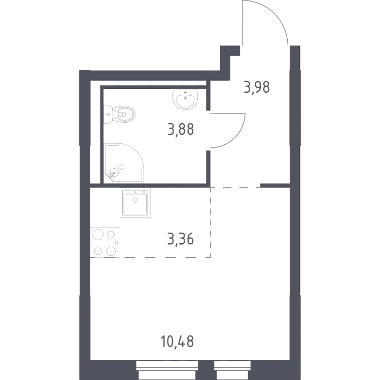 Продается студия, 21,7 м² - Фото 3