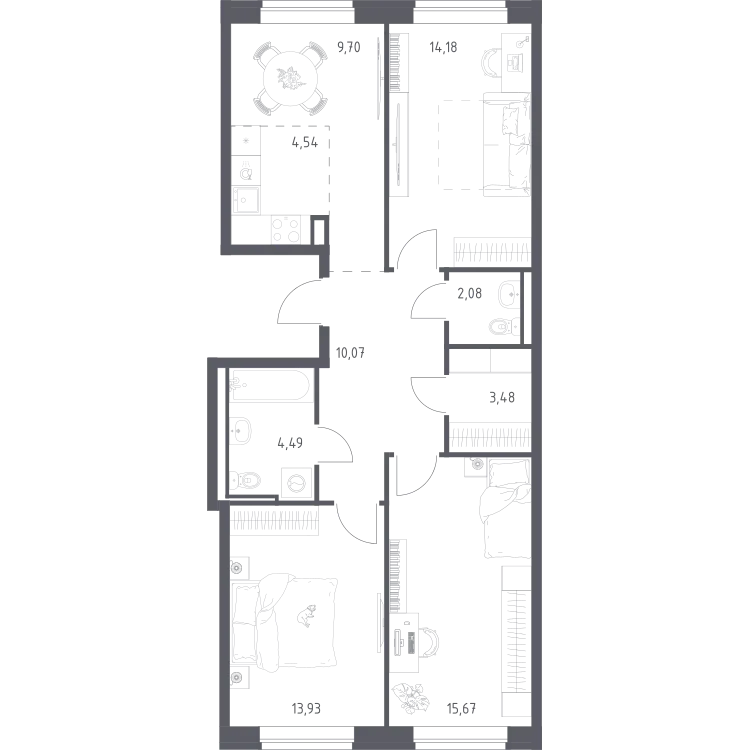 Продается 3-комнатная квартира, 78,1 м² - Фото 2
