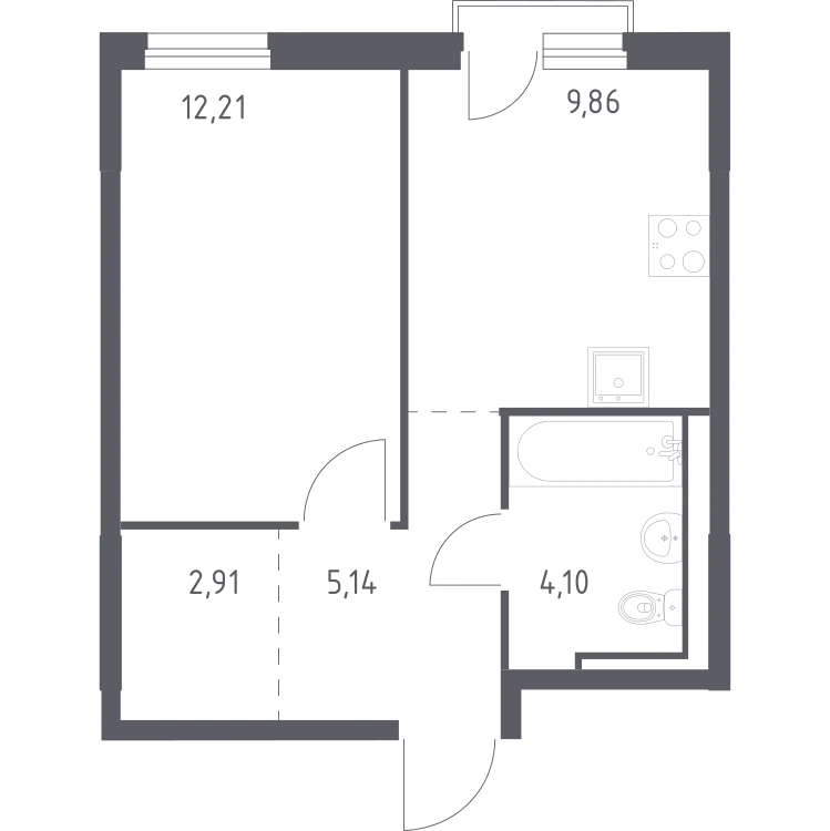 Продается 1-комнатная квартира, 34,2 м² - Фото 2