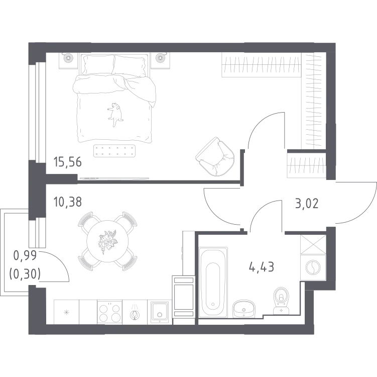 Продается 1-комнатная квартира, 33,7 м² - Фото 1
