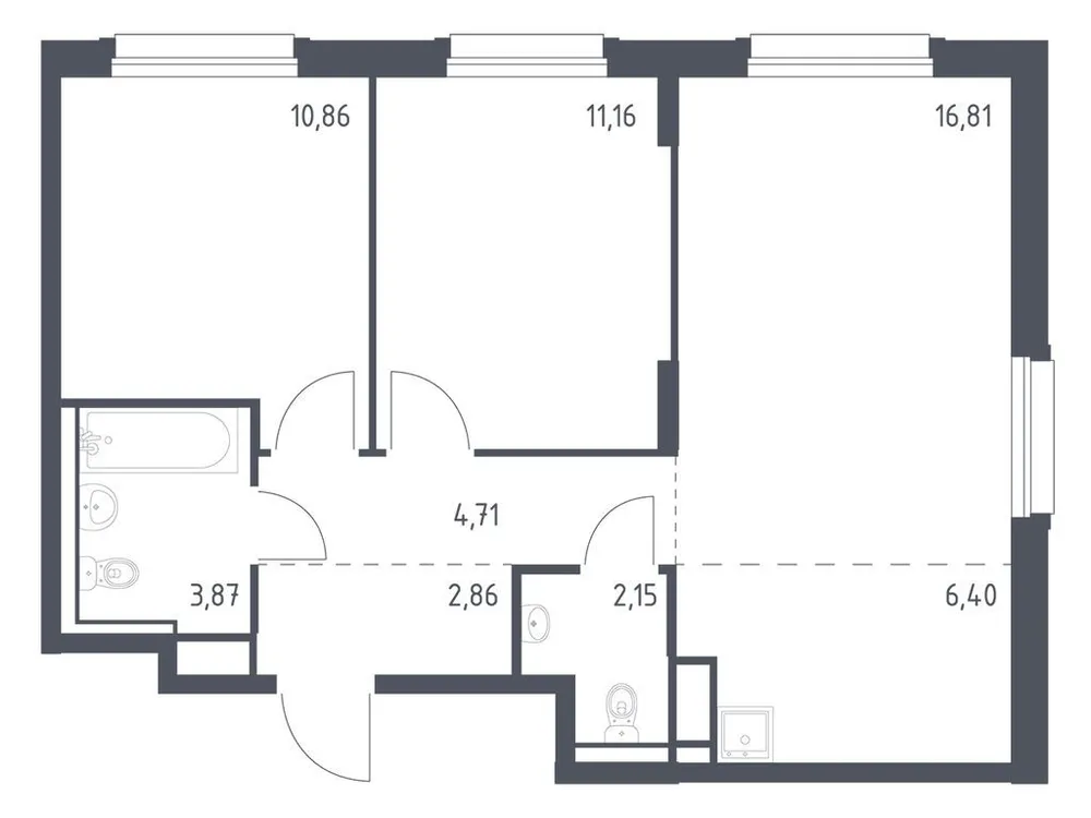 Продается 2-комнатная квартира, 58,8 м² - Фото 3