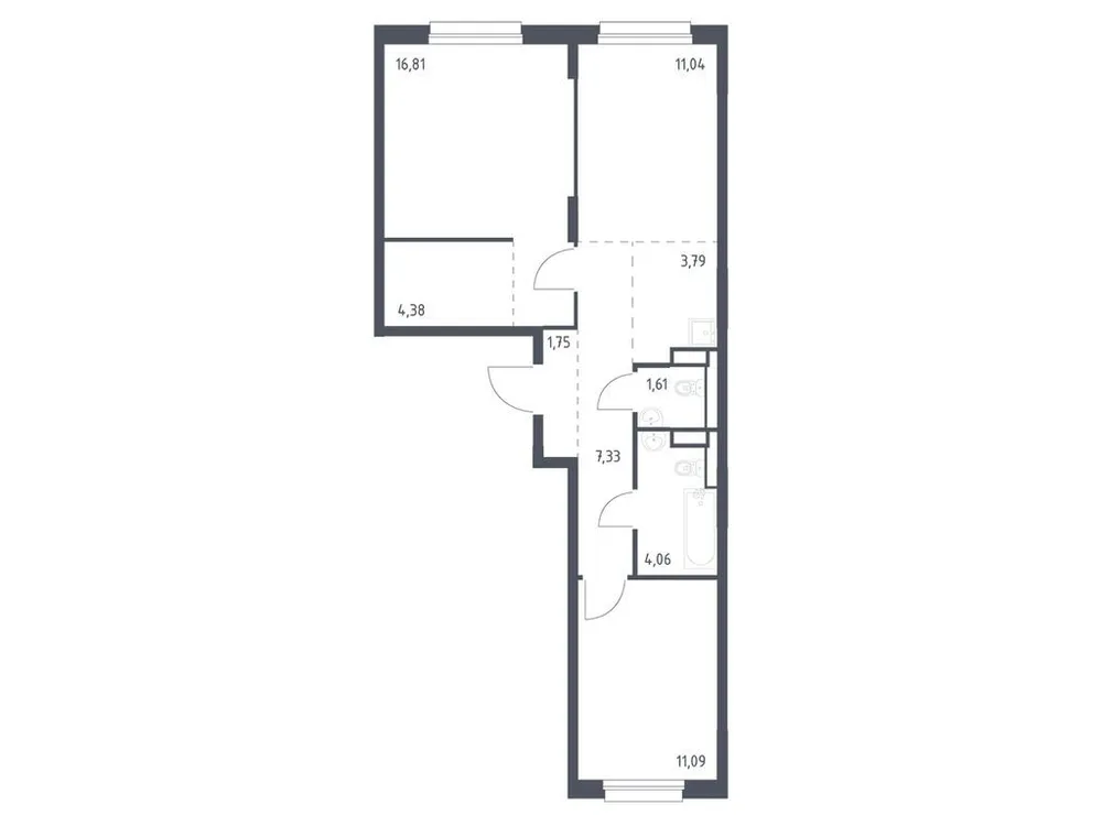 Продается 2-комнатная квартира, 61,9 м² - Фото 3