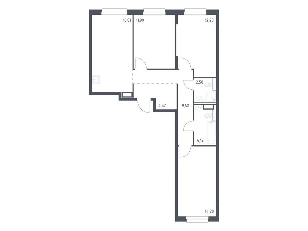 Продается 3-комнатная квартира, 75,9 м² - Фото 3