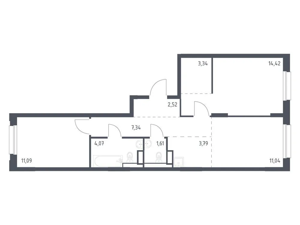 Продается 2-комнатная квартира, 59,2 м² - Фото 3