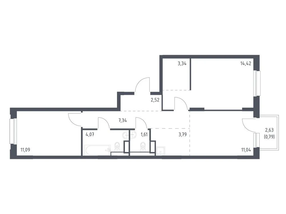 Продается 2-комнатная квартира, 60 м² - Фото 3