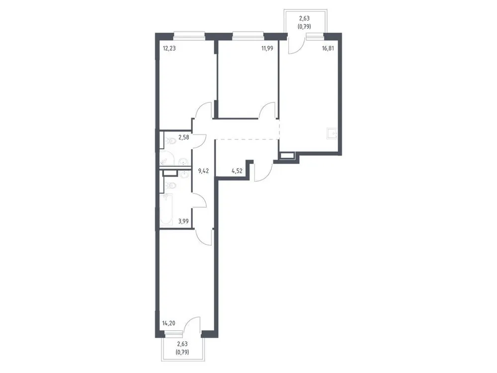 Продается 3-комнатная квартира, 77,3 м² - Фото 3