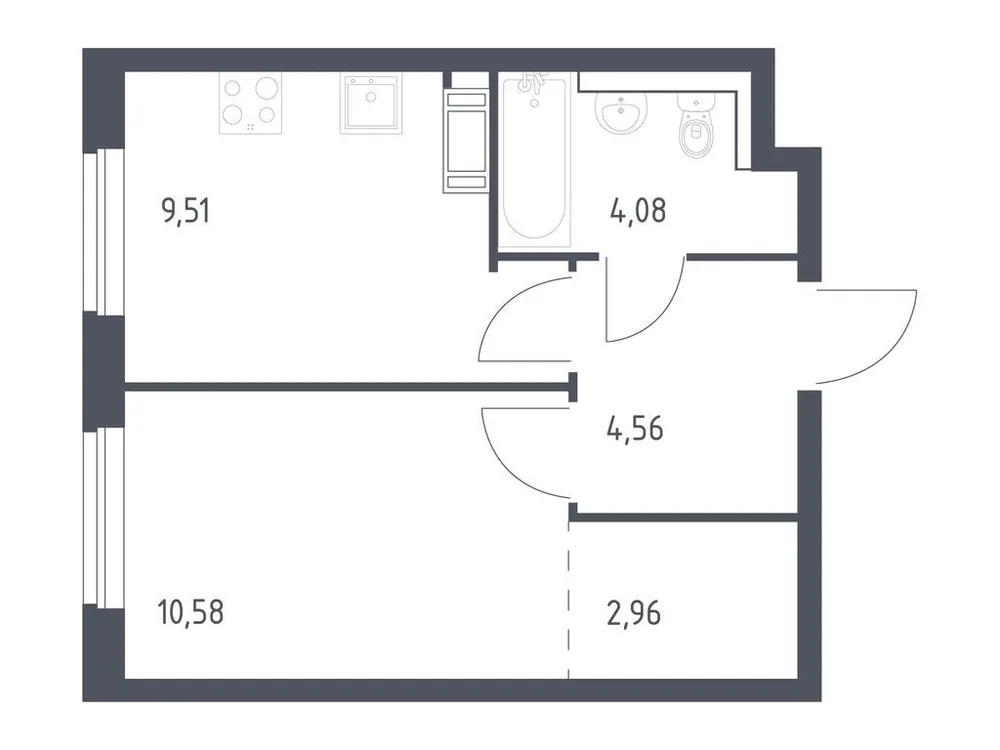 Продается 1-комнатная квартира, 31,7 м² - Фото 3