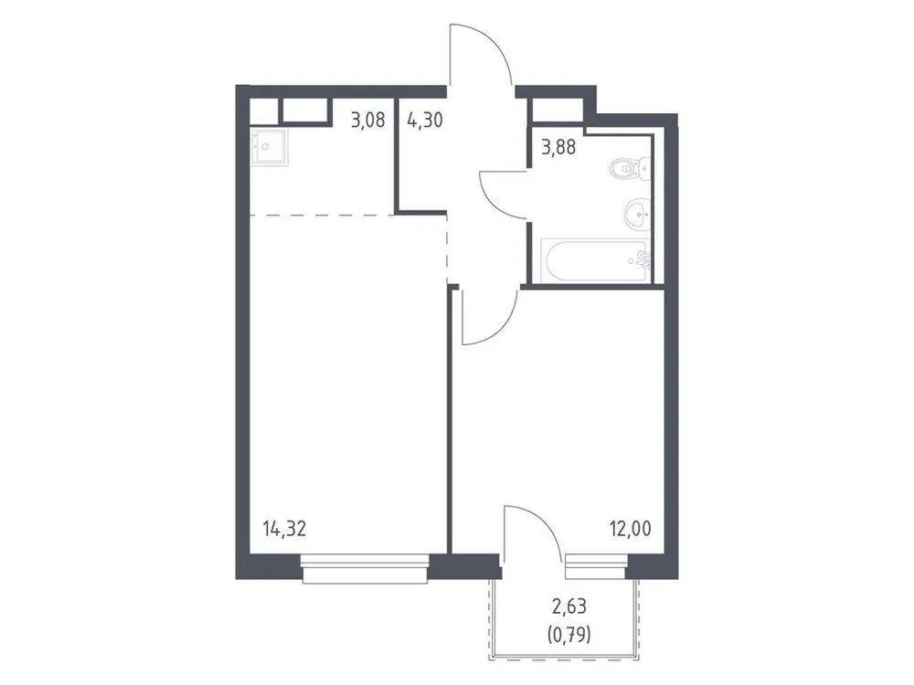 Продается 1-комнатная квартира, 38,4 м² - Фото 3