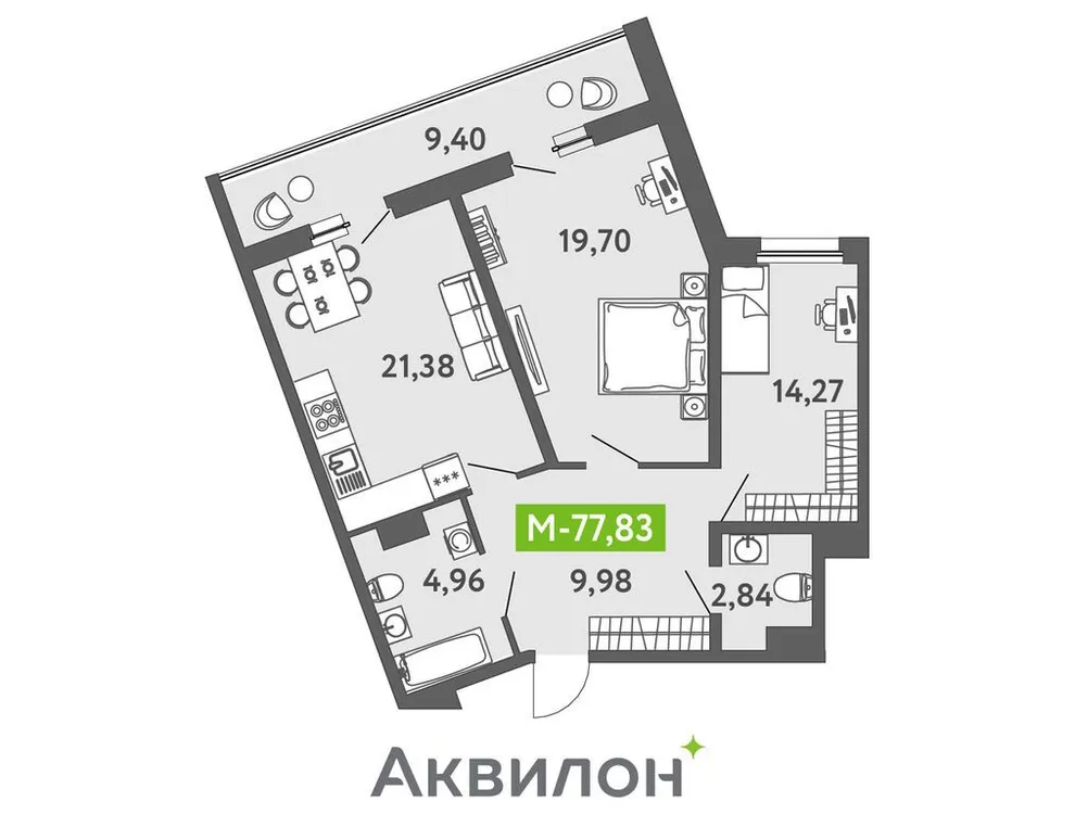Продается 3-комнатная квартира, 77,6 м² - Фото 1