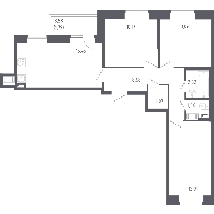 Продается 3-комнатная квартира, 65,3 м² - Фото 2