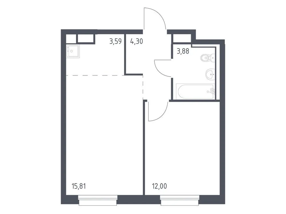 Продается 1-комнатная квартира, 39,6 м² - Фото 3