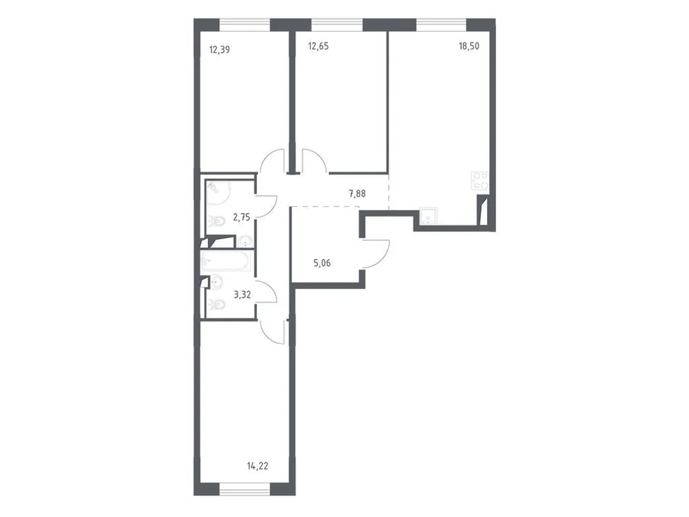 Продается 3-комнатная квартира, 75,9 м² - Фото 3