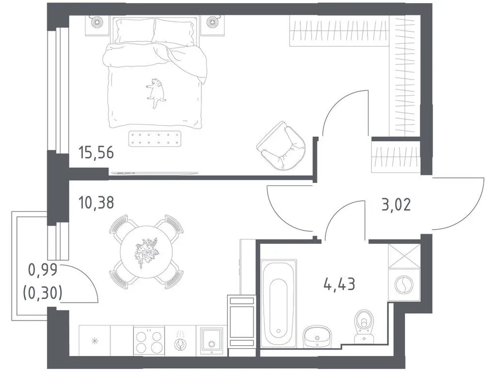 Продается 1-комнатная квартира, 33,7 м² - Фото 2