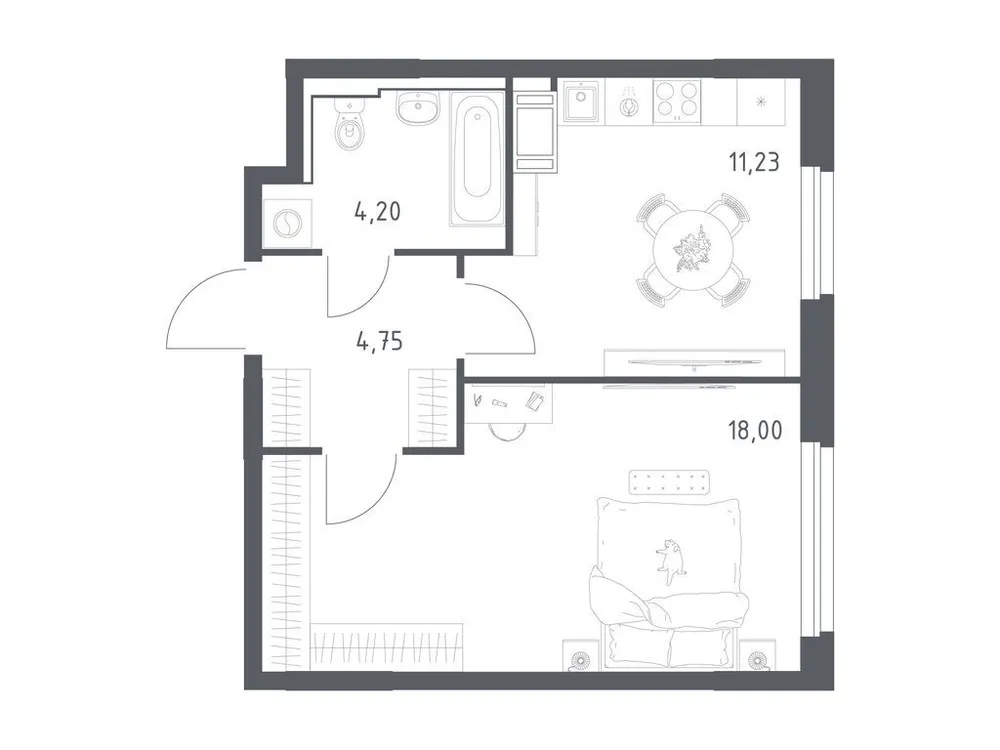 Продается 1-комнатная квартира, 38,2 м² - Фото 3