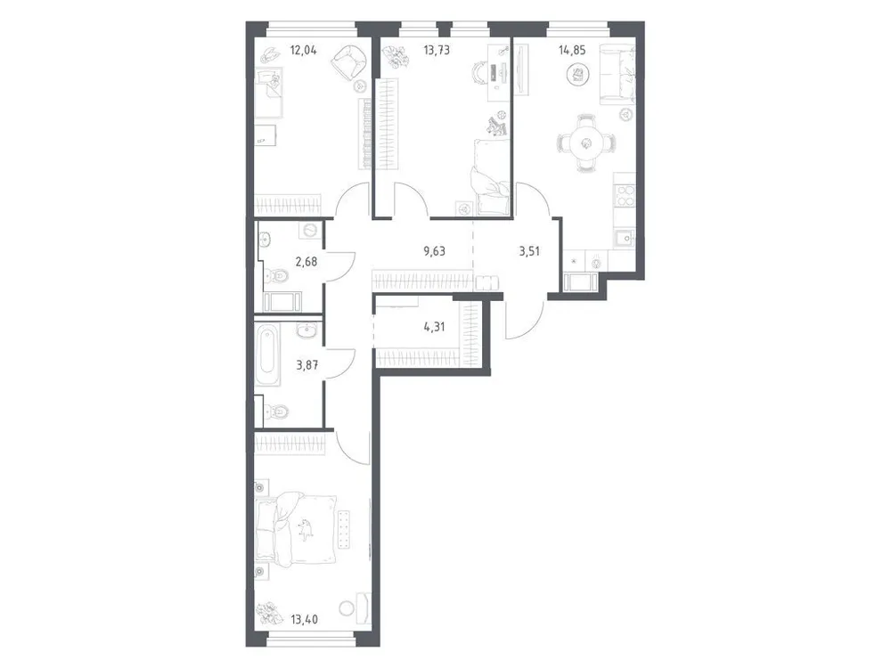 Продается 3-комнатная квартира, 78 м² - Фото 3