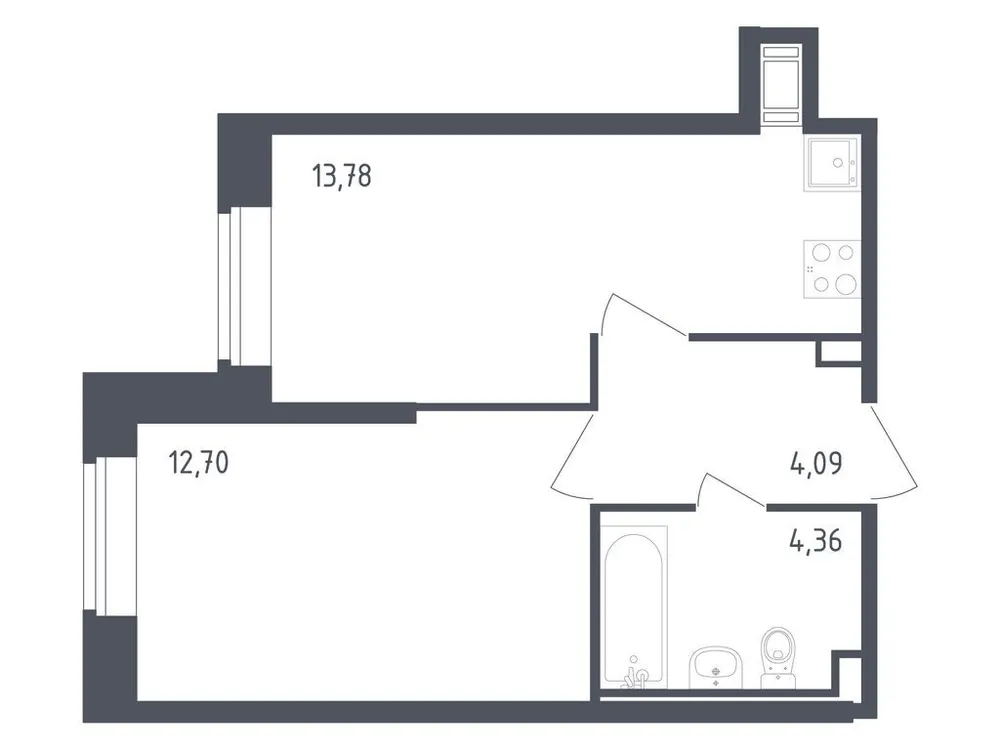 Продается 1-комнатная квартира, 34,9 м² - Фото 3