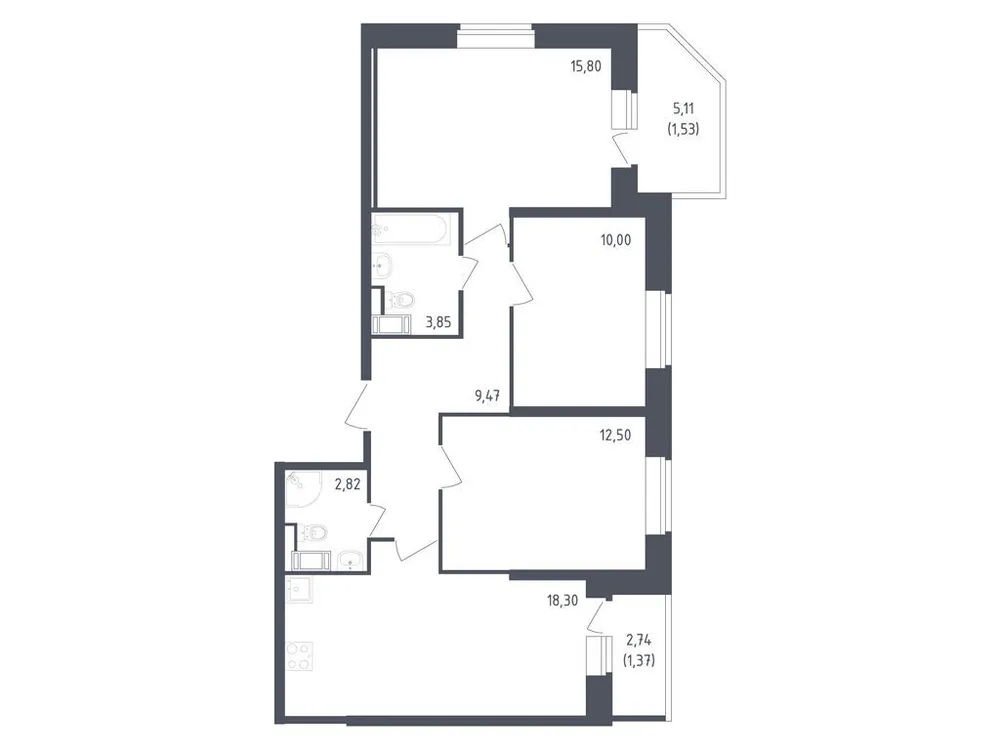 Продается 3-комнатная квартира, 75,6 м² - Фото 3
