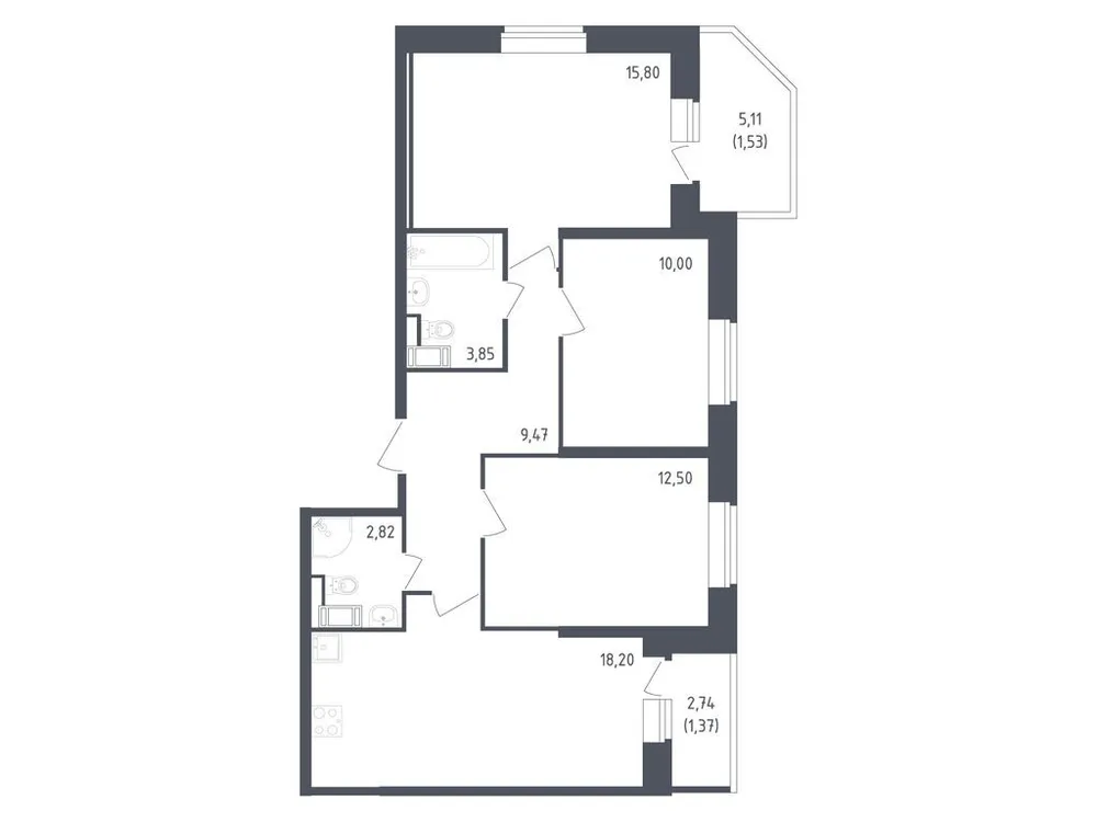 Продается 3-комнатная квартира, 75,5 м² - Фото 3