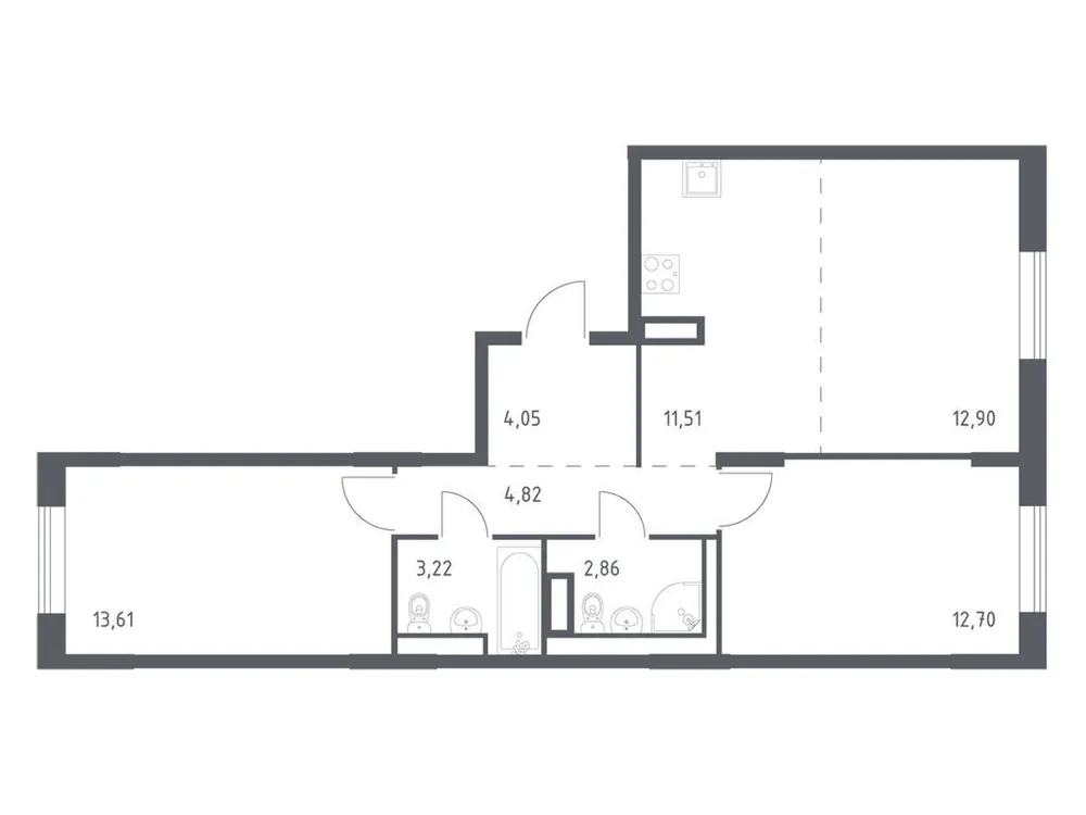 Продается 2-комнатная квартира, 65,7 м² - Фото 3