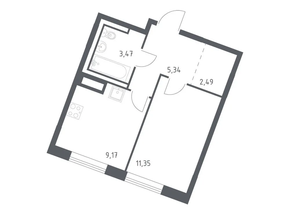 Продается 1-комнатная квартира, 31,8 м² - Фото 3