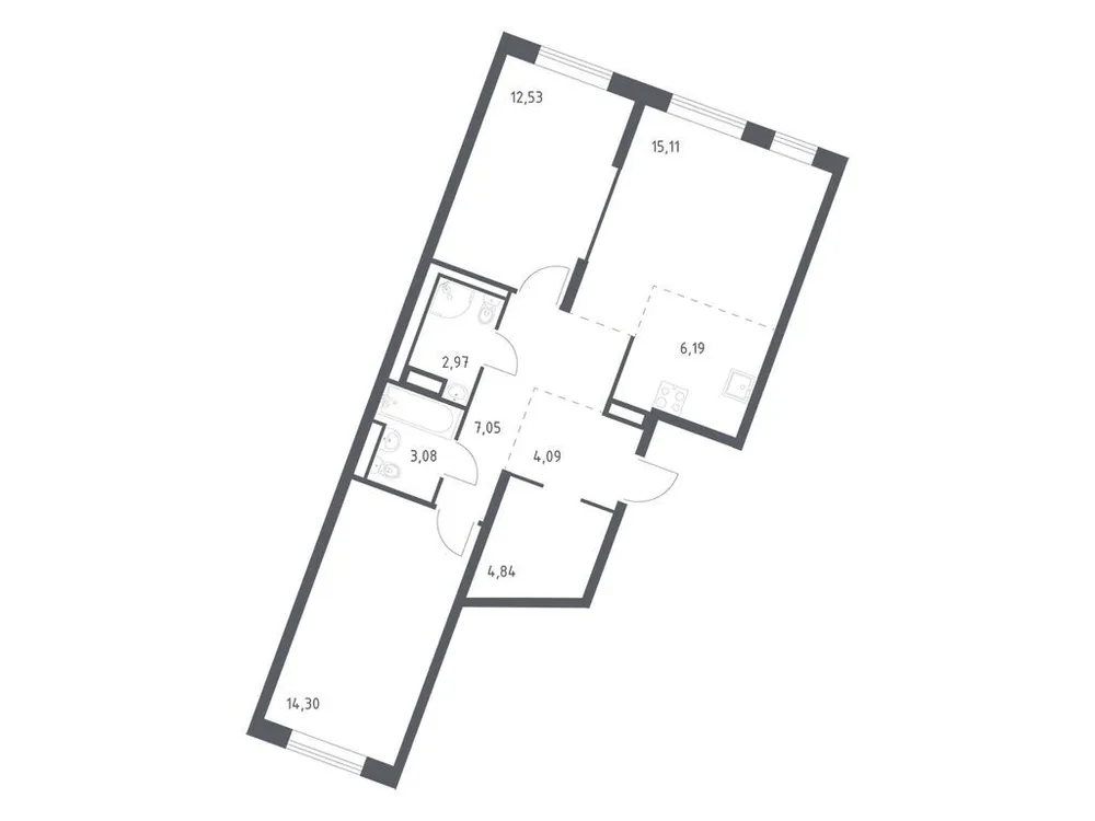 Продается 2-комнатная квартира, 70,2 м² - Фото 3