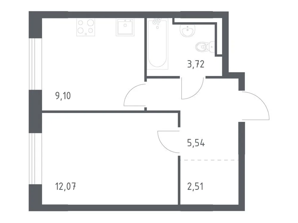 Продается 1-комнатная квартира, 32,9 м² - Фото 3