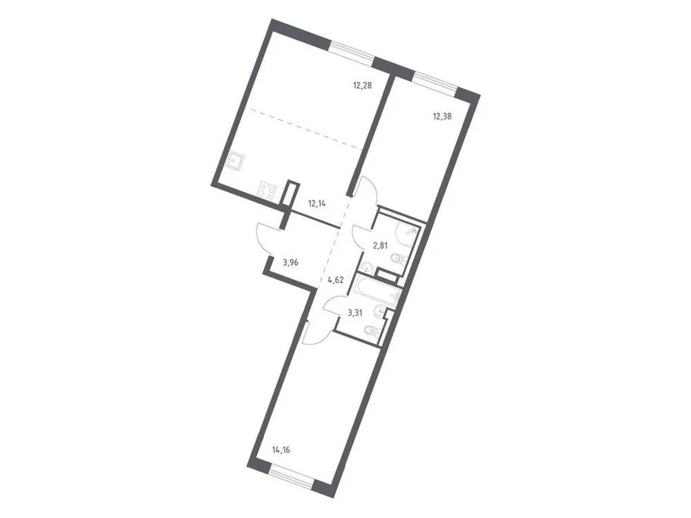 Продается 2-комнатная квартира, 65,7 м² - Фото 3