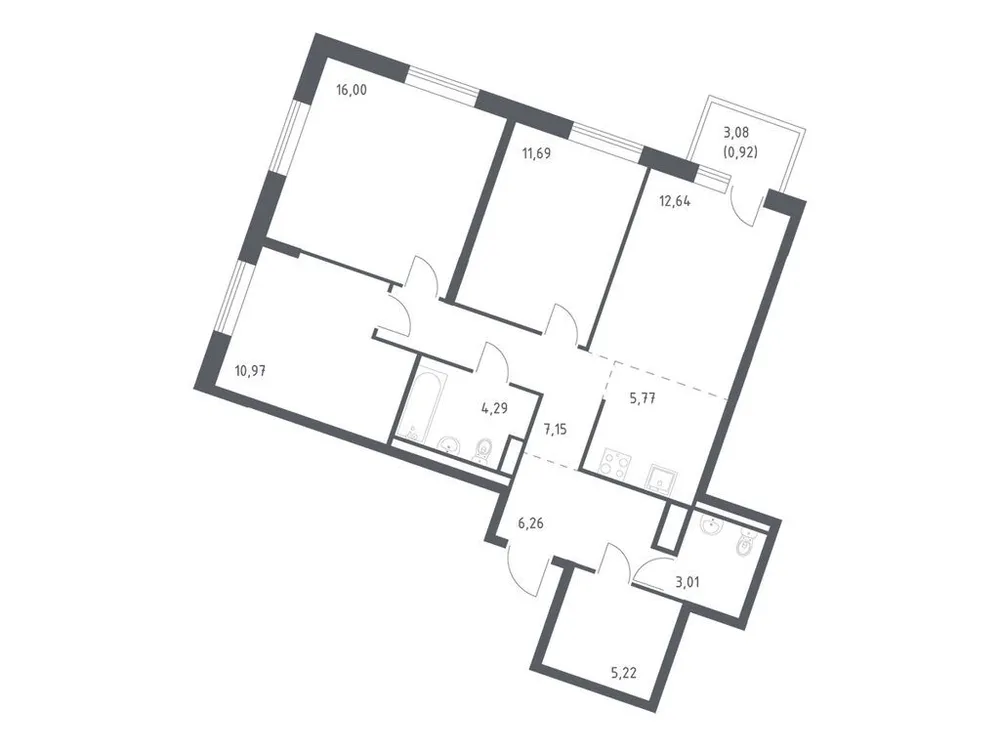 Продается 3-комнатная квартира, 83,9 м² - Фото 3