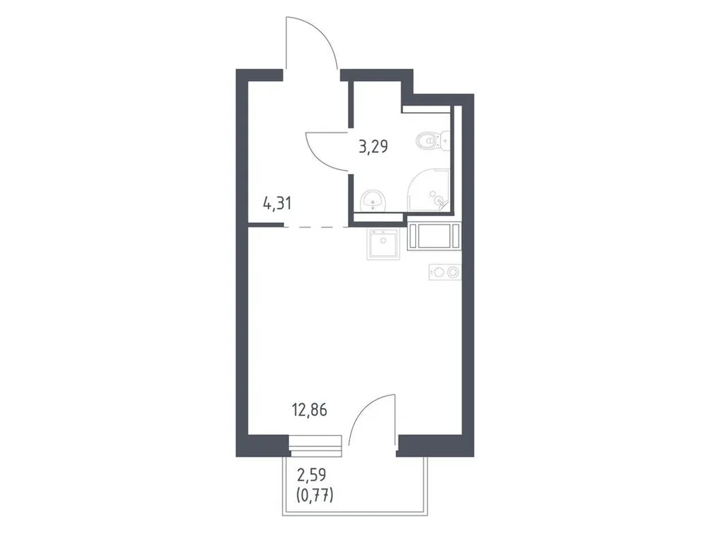 Продается студия, 21,2 м² - Фото 3