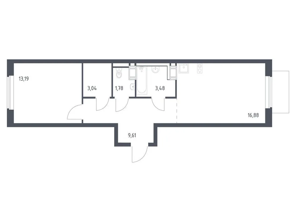 Продается 1-комнатная квартира, 48 м² - Фото 3