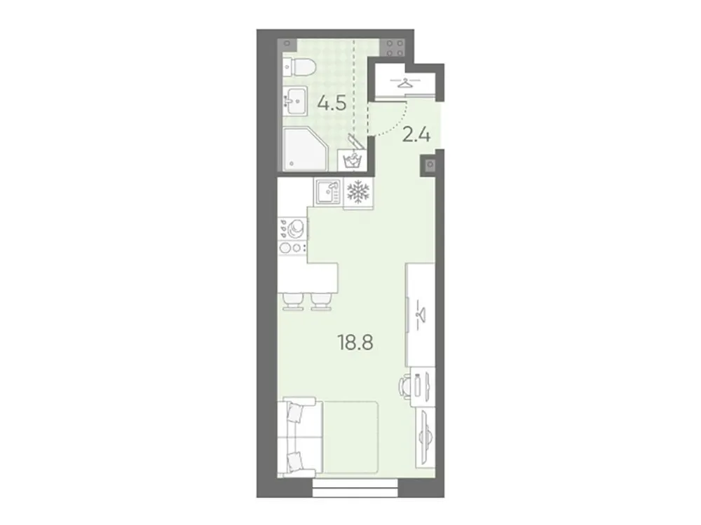 Продается студия, 25,7 м² - Фото 1