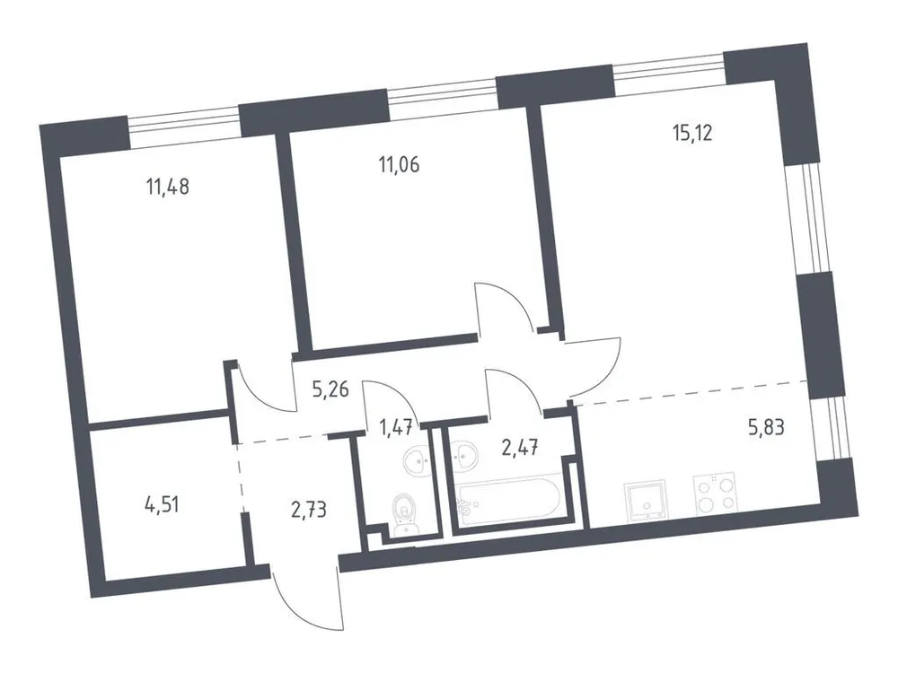 Продается 2-комнатная квартира, 59,9 м² - Фото 3