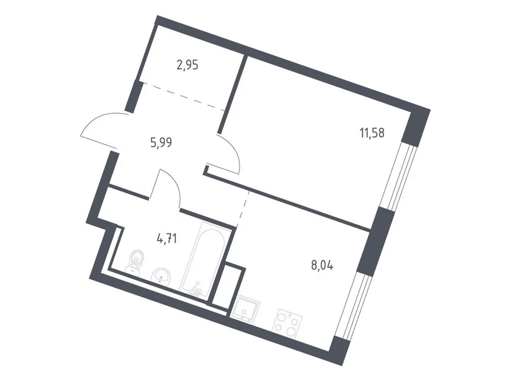 Продается 1-комнатная квартира, 33,3 м² - Фото 3