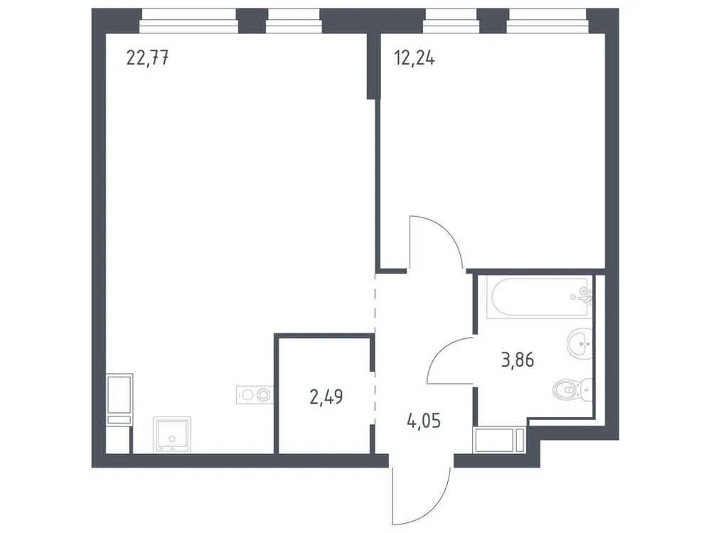 Продается 1-комнатная квартира, 45,4 м² - Фото 3
