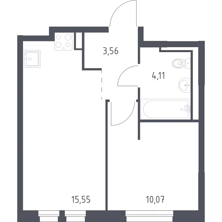 Продается 1-комнатная квартира, 33,3 м² - Фото 3