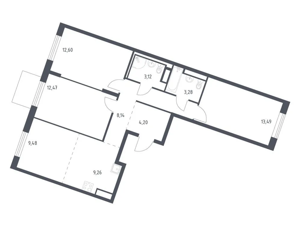 Продается 3-комнатная квартира, 76 м² - Фото 3
