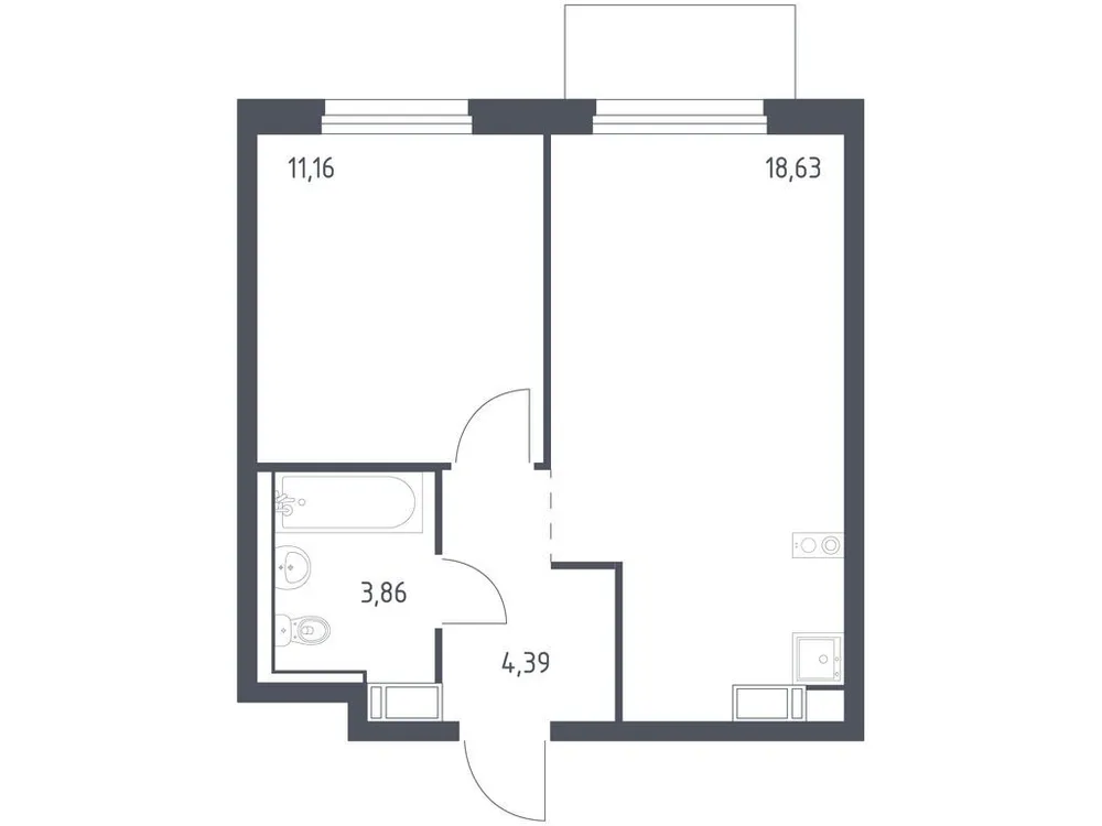 Продается 1-комнатная квартира, 38 м² - Фото 3
