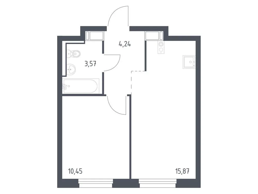 Продается 1-комнатная квартира, 34,1 м² - Фото 3