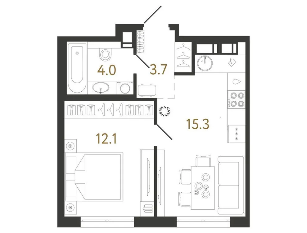 Продается 1-комнатная квартира, 35,1 м² - Фото 1