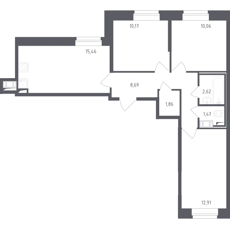 Продается 3-комнатная квартира, 62,9 м² - Фото 1