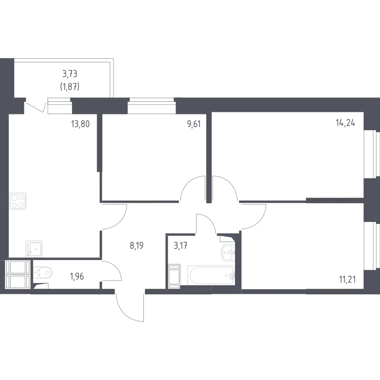 Продается 3-комнатная квартира, 64 м² - Фото 1