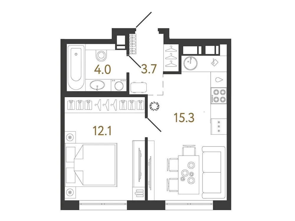 Продается 1-комнатная квартира, 35,1 м² - Фото 2