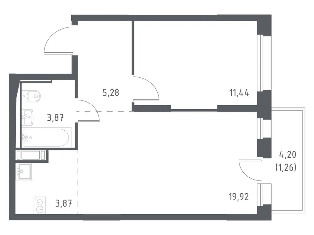 Продается 1-комнатная квартира, 45,6 м² - Фото 1