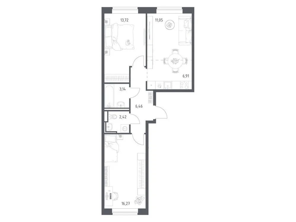 Продается 2-комнатная квартира, 60 м² - Фото 1