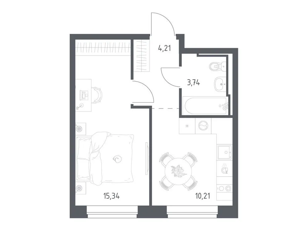 Продается 1-комнатная квартира, 33,5 м² - Фото 1